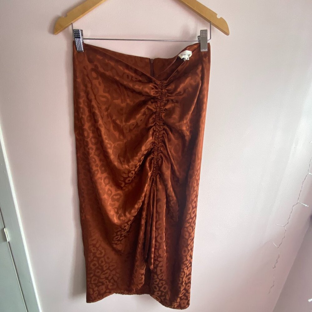 Leopard copper long skirt